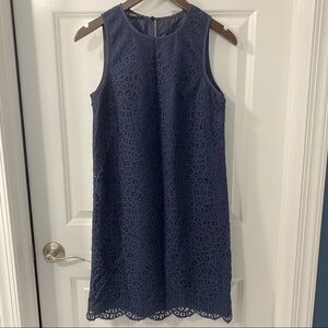 NWOT INC Navy Lace Shift Dress with Eyelash Hem